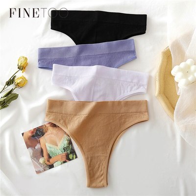 Quần lót chữ T FINETOO lưng thấp không đường may màu trơn dành cho bạn nữ