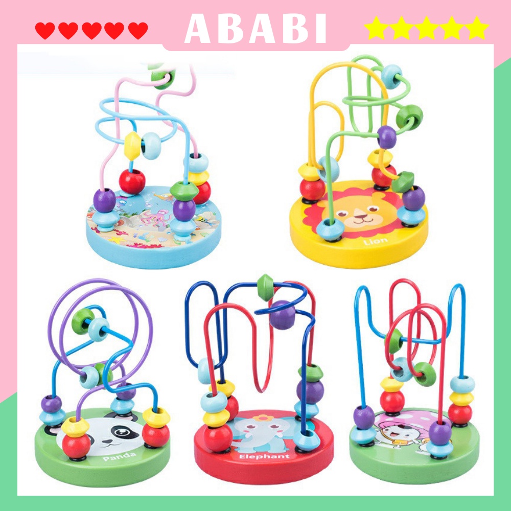 Đồ chơi gỗ thông minh luồn hạt gỗ cho bé ABABI đồ chơi trí tuệ chất liệu gỗ an toàn cho bé giúp bé khéo léo hơn