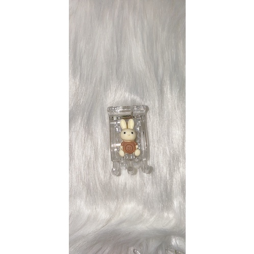 Kẹp tóc càng cua 5 răng trong suốt đính gấu nâu xinh xắn