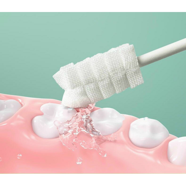 [Hộp Màu Hồng 50 gói] Gạc rơ lưỡi V-Cool 50 pcs vệ sinh răng miệng cho bé yêu