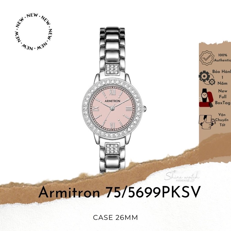 Đồng Hồ Nữ Armitron 75/5699PKSV Case 26mm Nhỏ Xinh Mặt Hồng