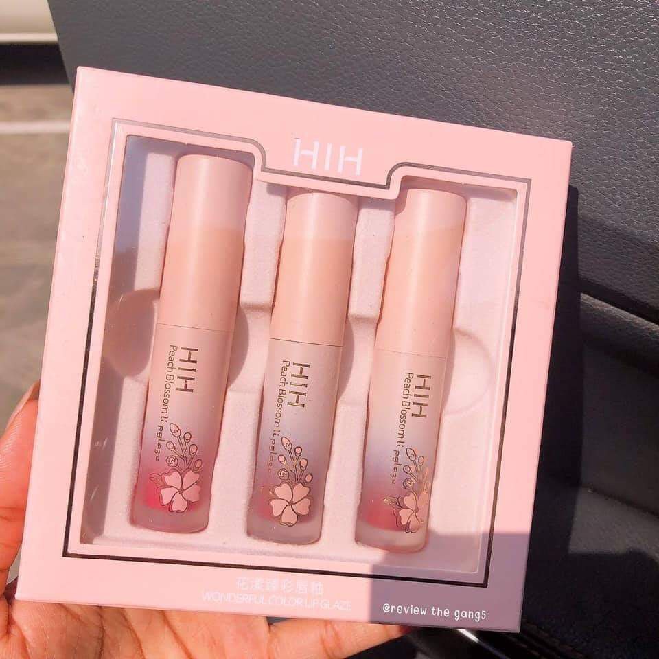 Set 3 Son Kem HIH Silky Lipglaze Hoa Anh Đào