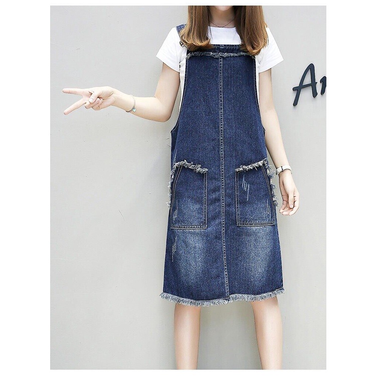 Đầm Yếm denim Dáng Ôm plus size Thời Trang Xuân Hè Cho Nữ