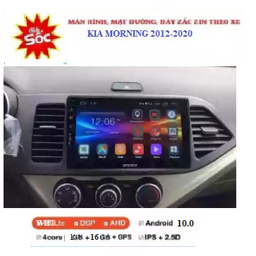 BỘ Màn hình ô tô dvd android 9 inch và mặt dưỡng theo xe kia morning,dùng sim 4G hoặc kết nối-phát wifi GPS đa chức năng