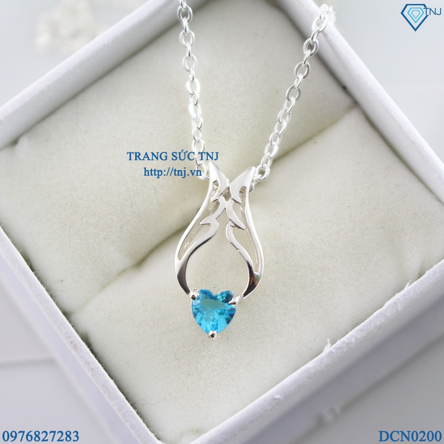 Dây chuyền bạc nữ hình đôi cánh thiên thần đính đá tím DCN0200 - Trang Sức TNJ