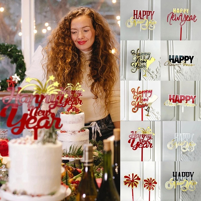 Set 2022 phụ kiện cắm trang trí bánh kem mừng năm mới/sinh nhật/sự kiện