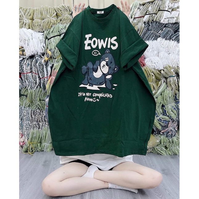 [ Rẻ vô địch ] Áo thun cotton tay lỡ dáng rộng unisex - Gấu eowis