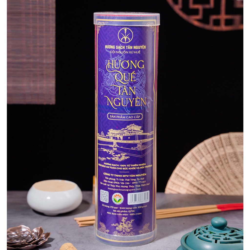 Hương sạch Tân Nguyên, nhang ít khói, nhang quế cao cấp ống lớn, được làm từ vỏ cây quế, an toàn sức khỏe