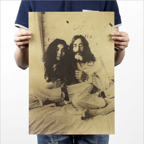 Poster hình ca sĩ John lennon và His WIFE vintage trang trí tường