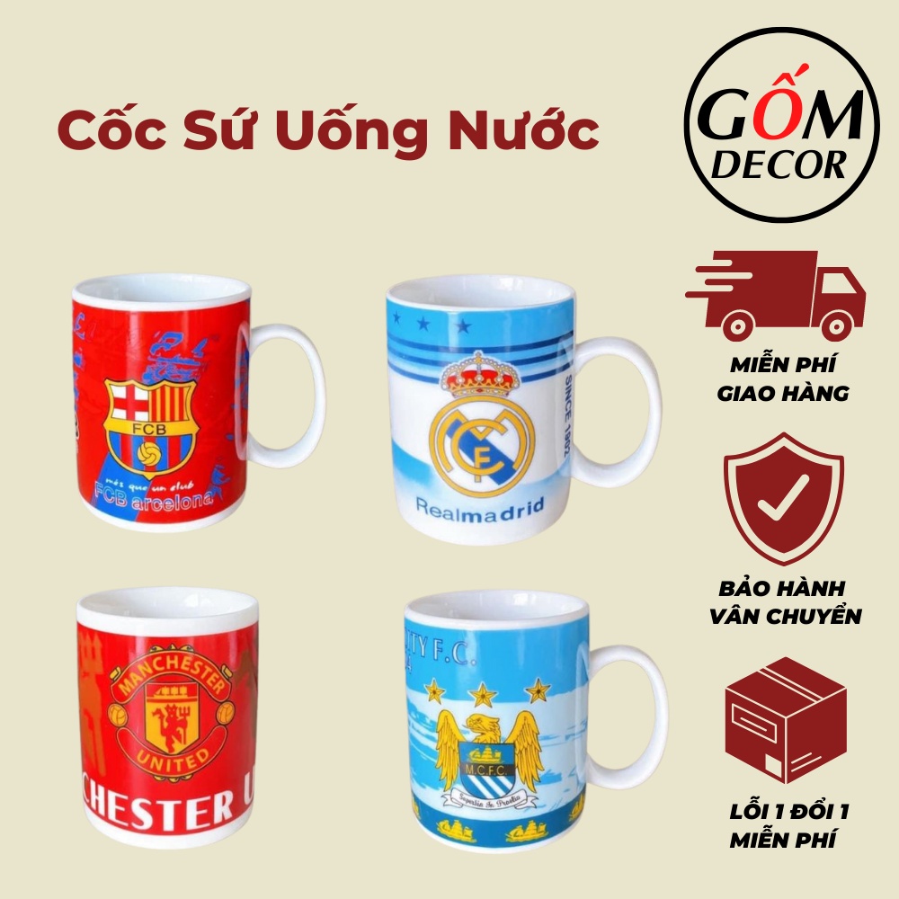 Cốc Ly Sứ Bát Tràng In Logo Các Câu Lạc Bộ Bóng Đá