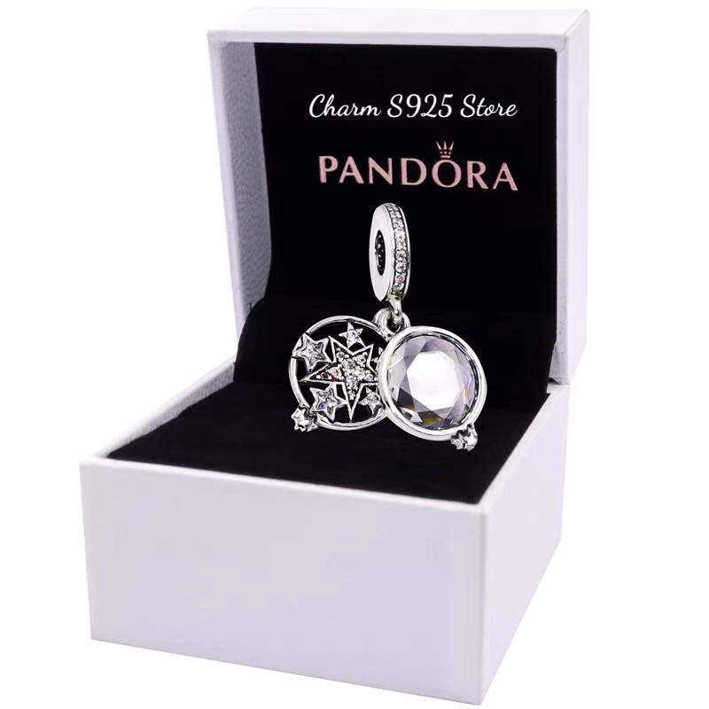 charm pan treo ngôi sao đính đá trắng bạc s925 cao cấp