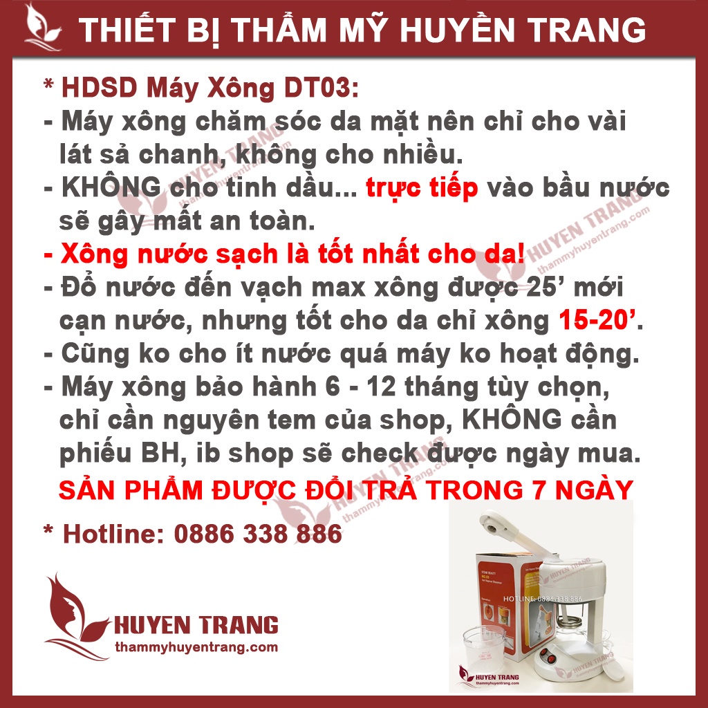 Combo Máy Xông Hơi Mặt DT03 Và Máy Hút Mụn Lucass LUS02 Bảo Hành 12 Tháng Thẩm Mỹ Huyền Trang