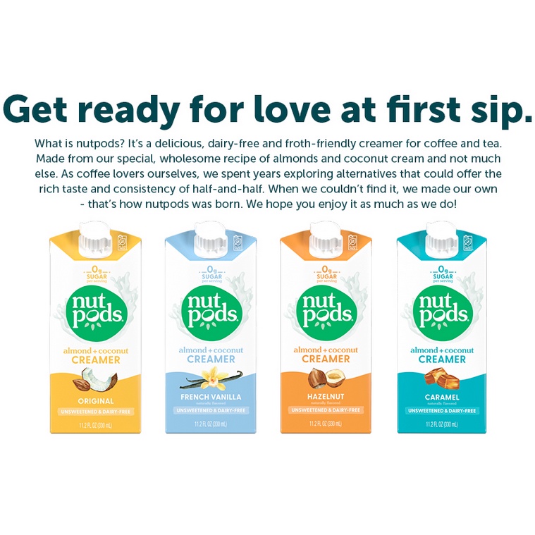 KEM SỮA LỎNG nutpods Dairy-Free Creamer ORIGINAL, ĂN KIÊNG &amp; KHÔNG ĐƯỜNG, 330ml (11.2oz)