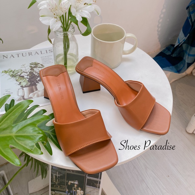 Giày Cao Gót Bảng Ngang Mũi Vuông Đế Cao 5 Phân - Shoes Paradise