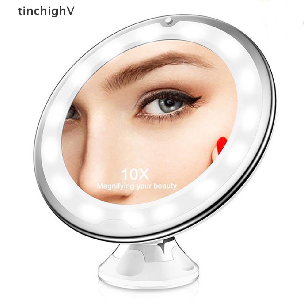 Gương Trang Điểm Phóng Đại 10X Có Đèn LED Cảm Ứng Tiện Dụng