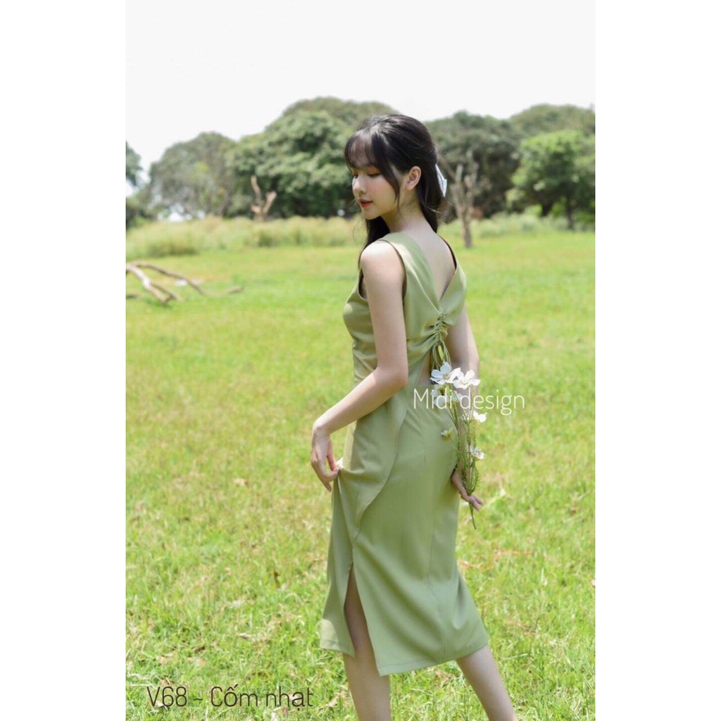 Váy maxi dáng dài khoét lưng chất thun lụa dáng thời trang