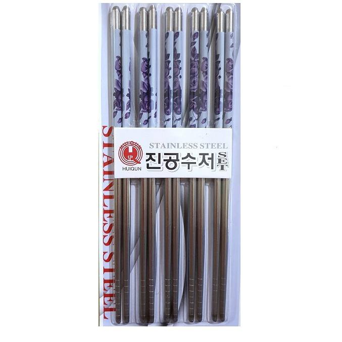Set 1 Đôi Đũa Inox 22cm (art. 973) Phong Cách Hàn Quốc / Trung Quốc / Nhật Bản / Trung Hoa / Sujeo (có 5 Đôi Đũa)