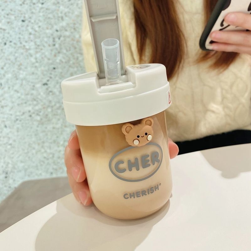 Bình Nước 300ml Có Ống Hút Tiện Lợi