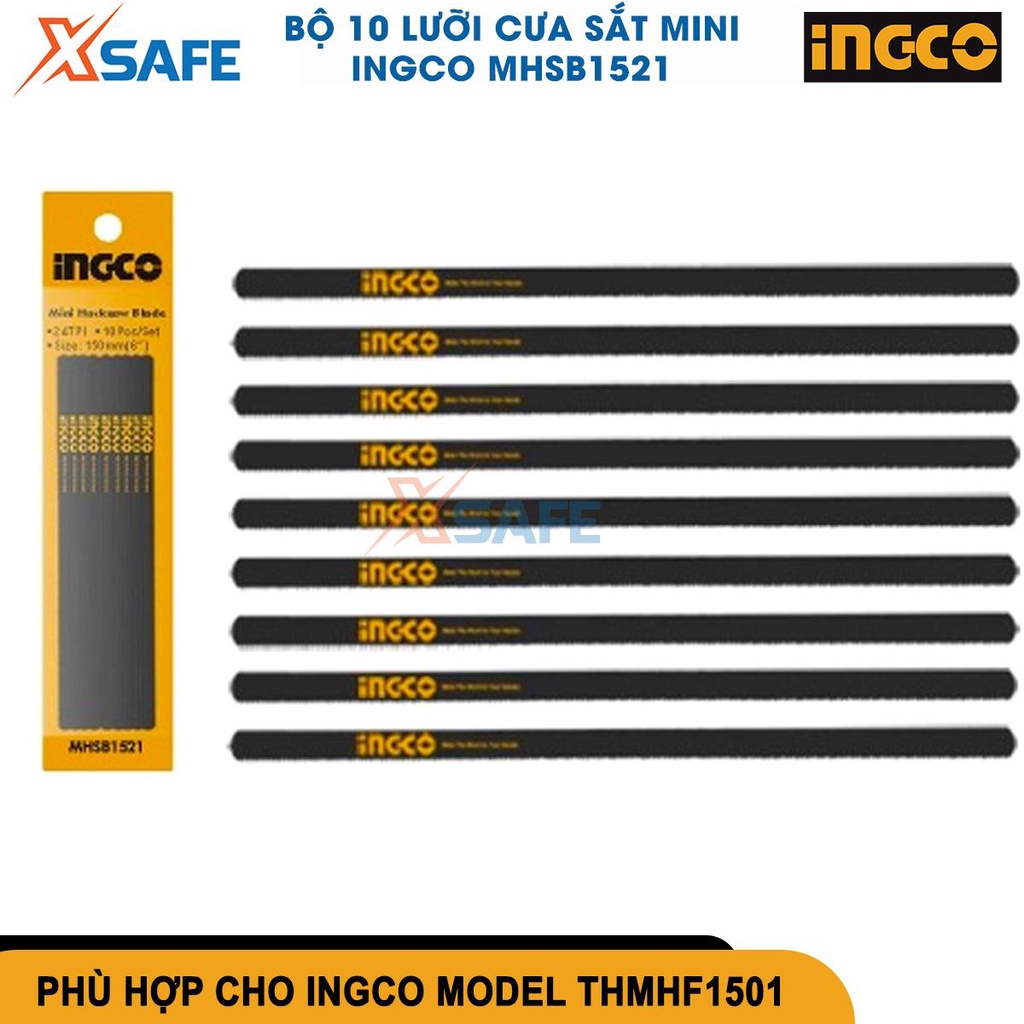 Bộ 10 lưỡi cưa sắt mini INGCO MHSB1521 kích thước 150mm(6”), Chất liệu 65Mn, 24 răng cưa dùng cắt gỗ[CHÍNH HÃNG][XSAFE]
