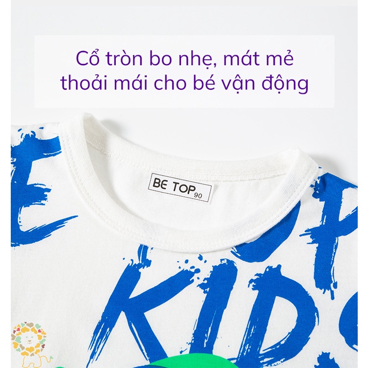 Áo thun bé trai cộc tay BETOP áo phông bé trai hoạ tiết 3D đáng yêu chất cotton hàng xuất Âu Mỹ