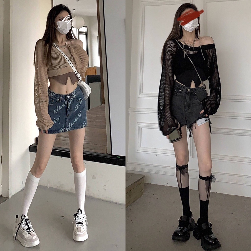 - Set áo len lưới croptop/ Skirt jeans/ Quần jeans