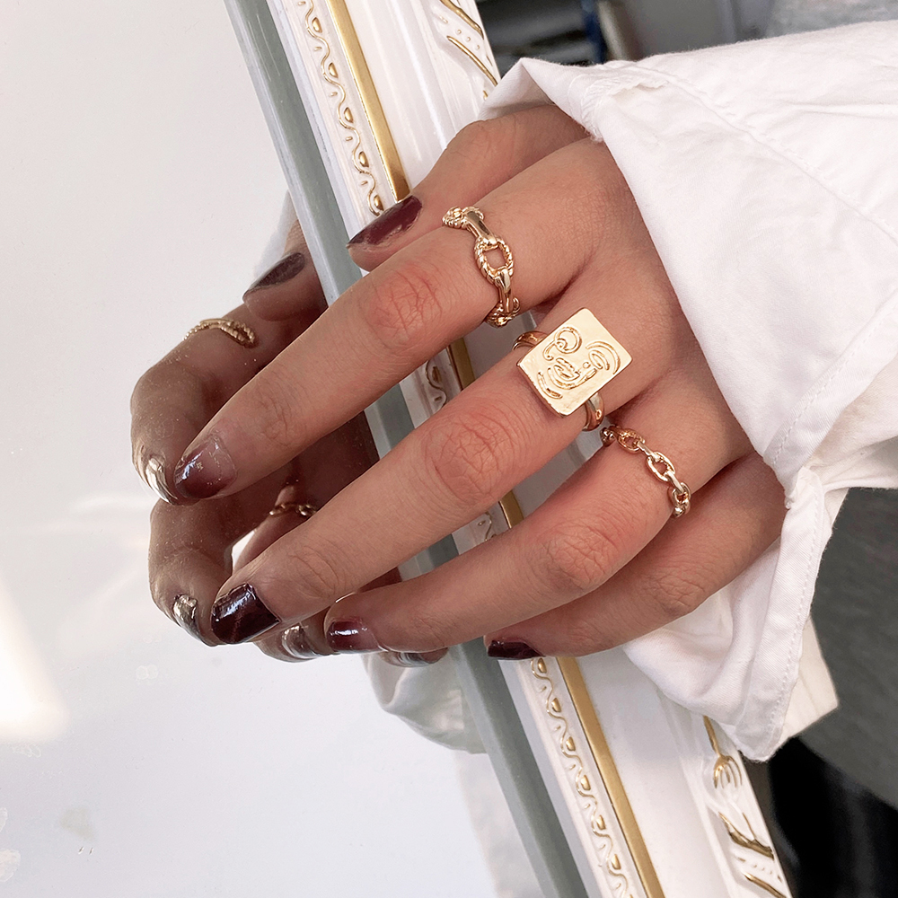 3pcs/set Korean Elegant Gold Finger Ring Fashion Retro Twist Woven Ring Simple Women Jewelry Accessories Trendy