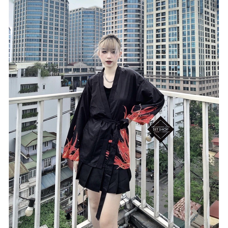 Áo khoác kimono phượng hoàng lửa