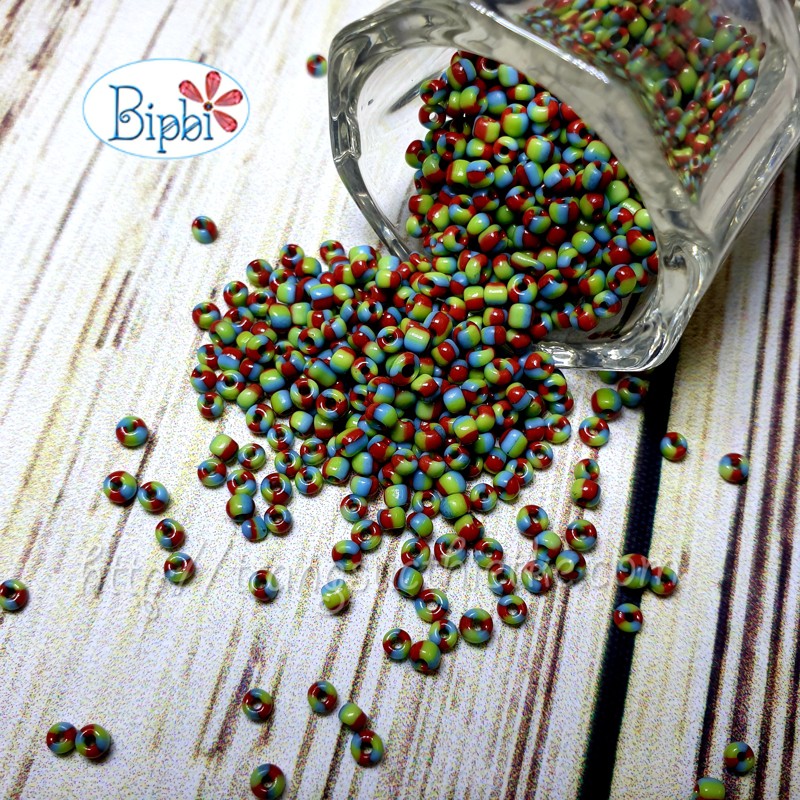 Hạt cườm multi color màu xanh - đỏ - vàng