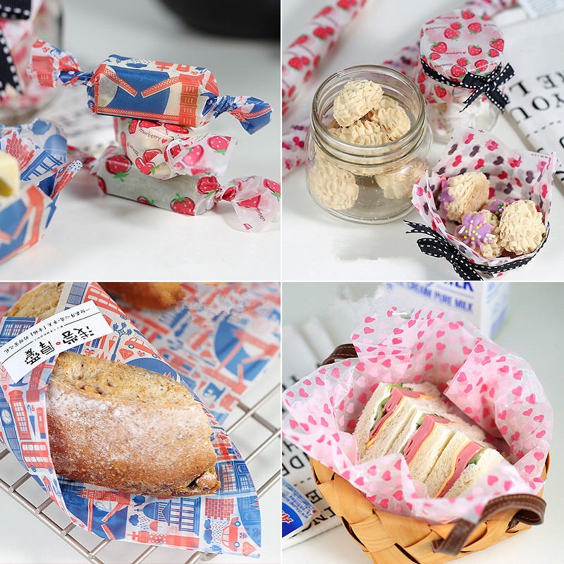 50pcs Hamburger Paper Wax Paper Food Disposable Sandwich Packaging Wrapping