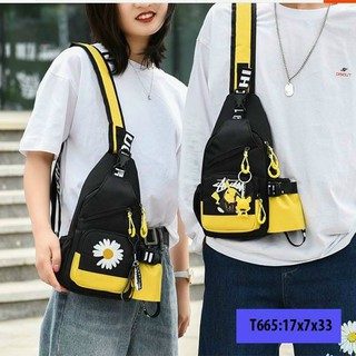 Túi đeo chéo nam nữ hình và hoa cúc