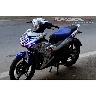 Tem Trùm Exciter 150 Samurai Trắng Xanh