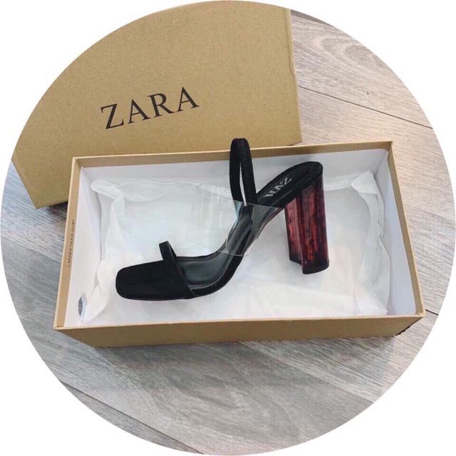 Sandal zara basic quai trong pha quai đen mảnh