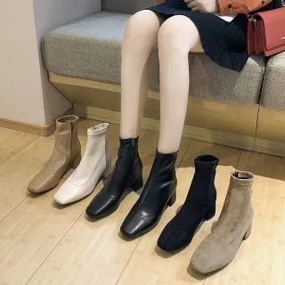 [ MUA HÀNG INBOX SHOPEE thoitrangmeicy ] Boots cao cổ gót 5cm tôn dáng cho mùa thu đông