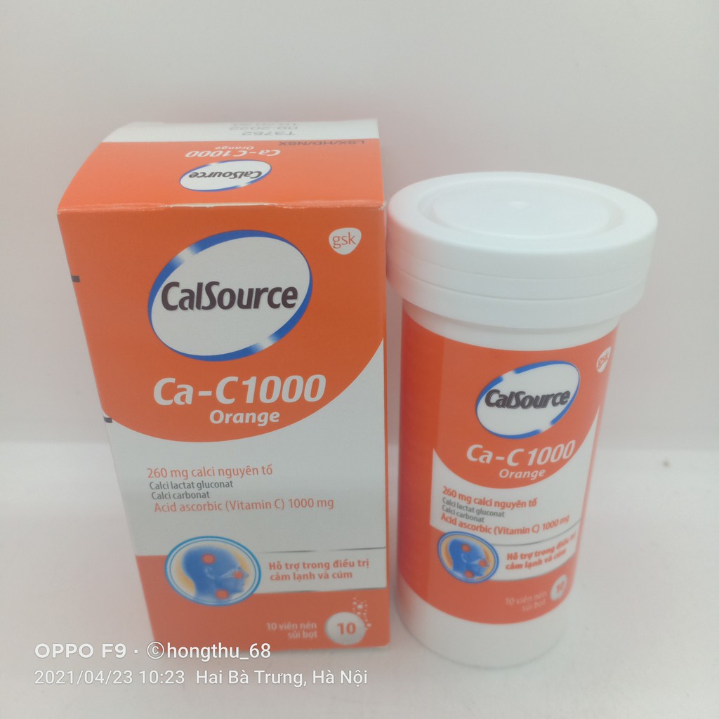 Viên sủi CalSource Ca-C1000 Orange tuýp 10 viên