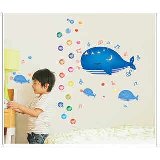 Decal dán tường cá voi xanh BinBin EB102 108 x 134 cm