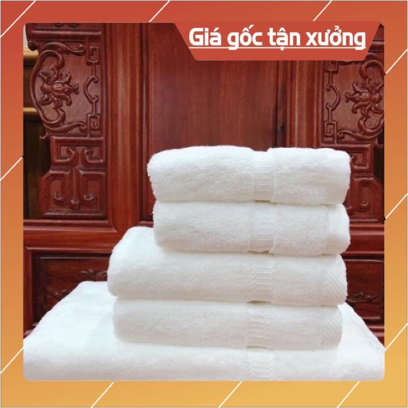 (XẢ KHO) Khăn mặt khách sạn kích thước 34x34x60g trắng trơn  Chất liệu 100% cotton sợi nhập khẩu