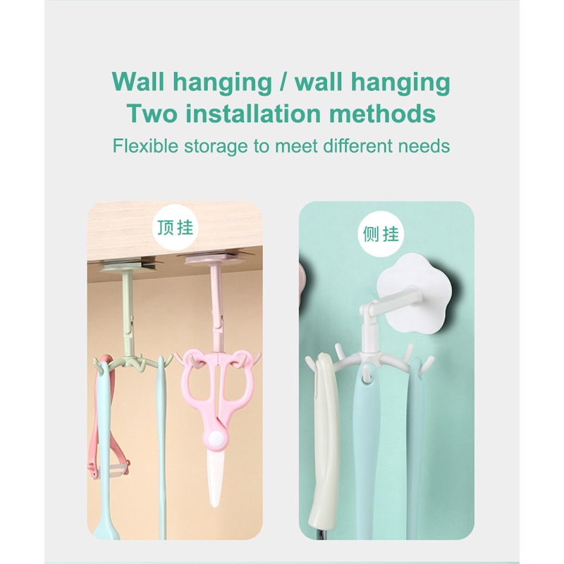 Bộ 2 Cái 2 Cái 2 Cái 360 Độ ° Móc Treo Đồ Dùng 5 Móc Dạng Xoay Tự Dính Không Cần Khoan Tiện Dụng Cho Gia Đình