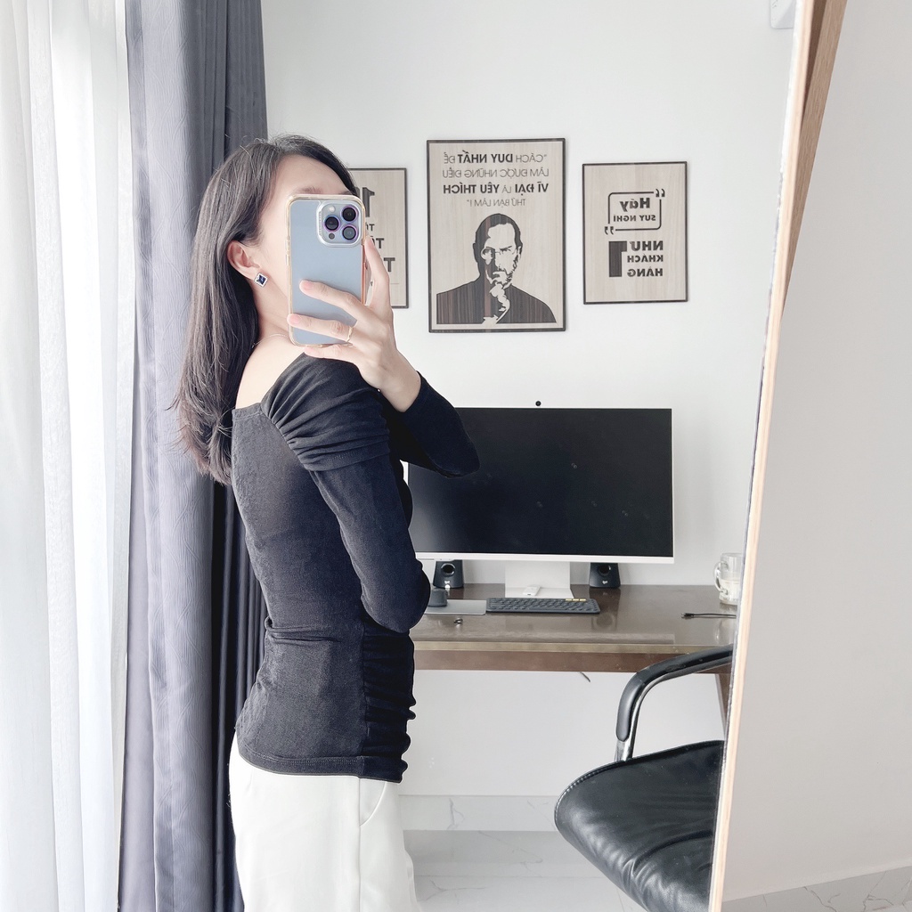 Áo thun lệch vai tay dài  siêu xinh