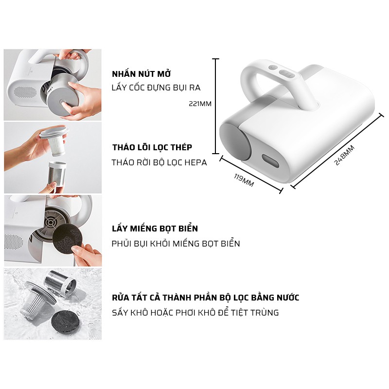 Máy hút bụi diệt khuẩn UV-C Xiaomi Mijia, lọc bụi thông minh, cơ chế sấy nóng 50 độ | BigBuy360 - bigbuy360.vn