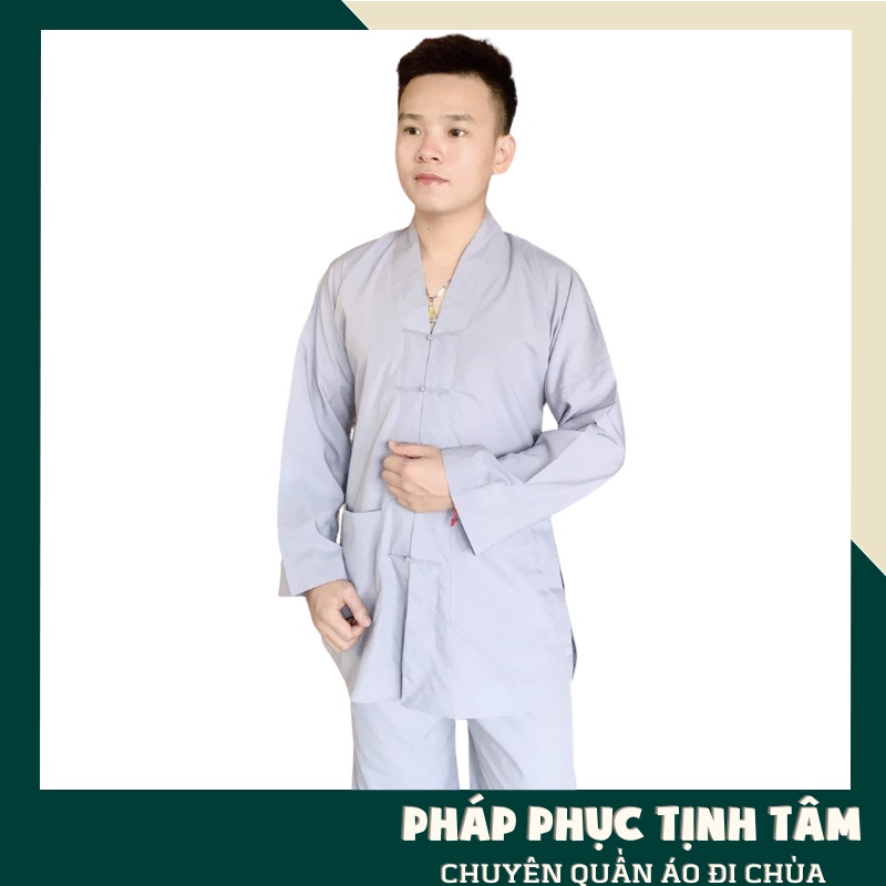 Đồ Lam Bộ Đi Chùa Nam La Hán Dài Tay Cao Cấp Lịch Sự Chất Vải Dày Dặn Mềm Mịn Mặc Rất Mát Và Thoải Mái