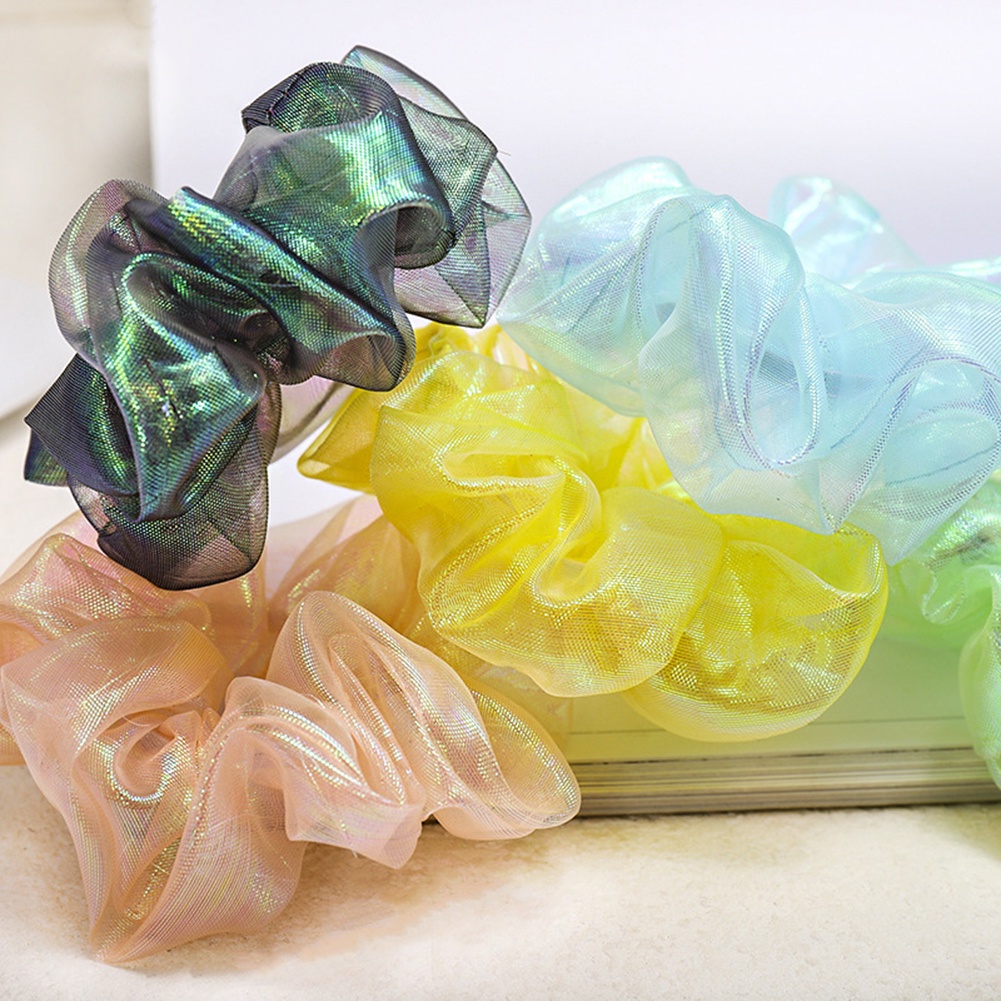 Dây Buộc Tóc Co Giãn Màu Trơn Lấp Lánh