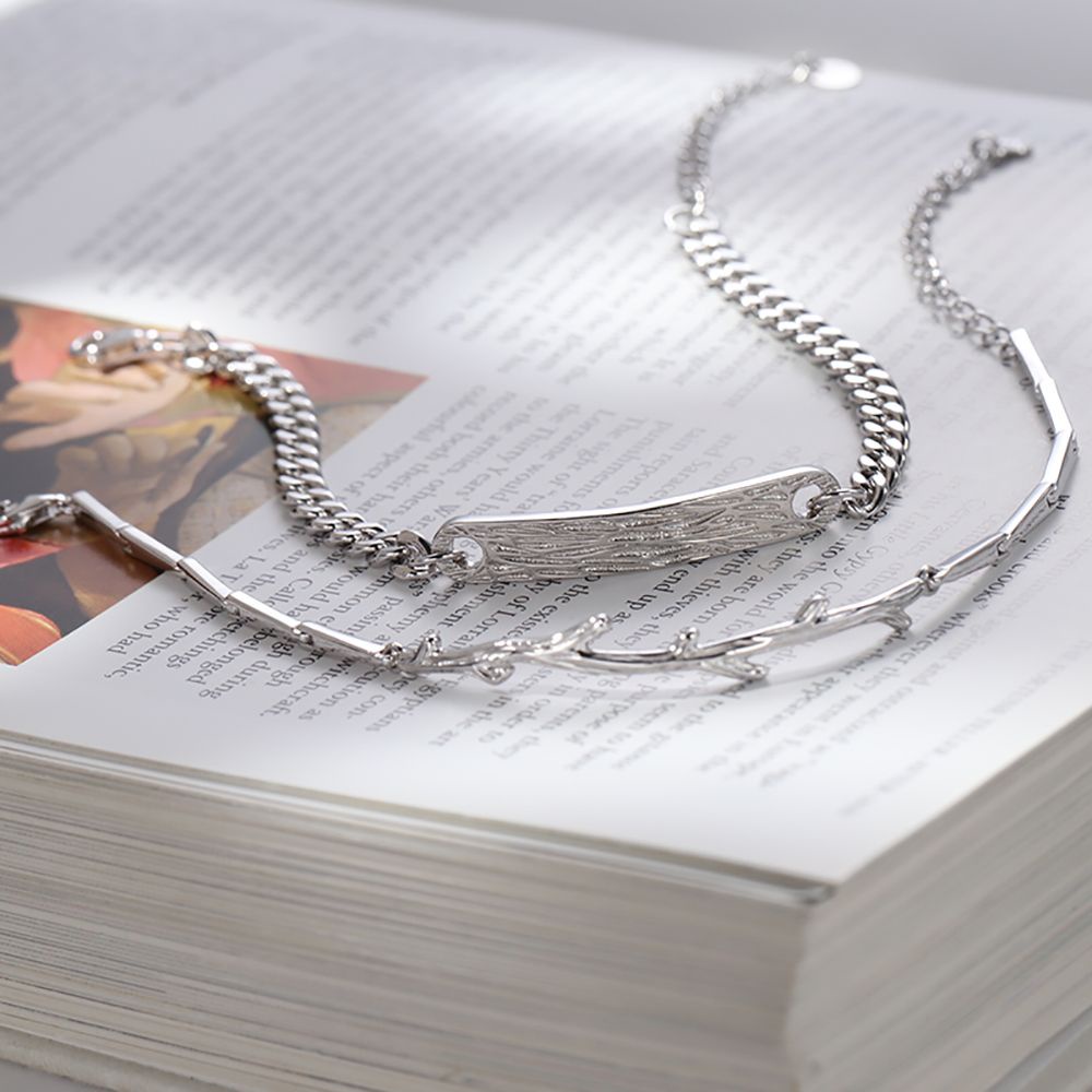 Vòng tay dây xích gắn hình cành cây phong cách lãng mạn chỉnh được cho cặp đôi