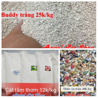 Combo 1kg thức ăn + 1kg cát tắm + 1 kg cát buddy trắng