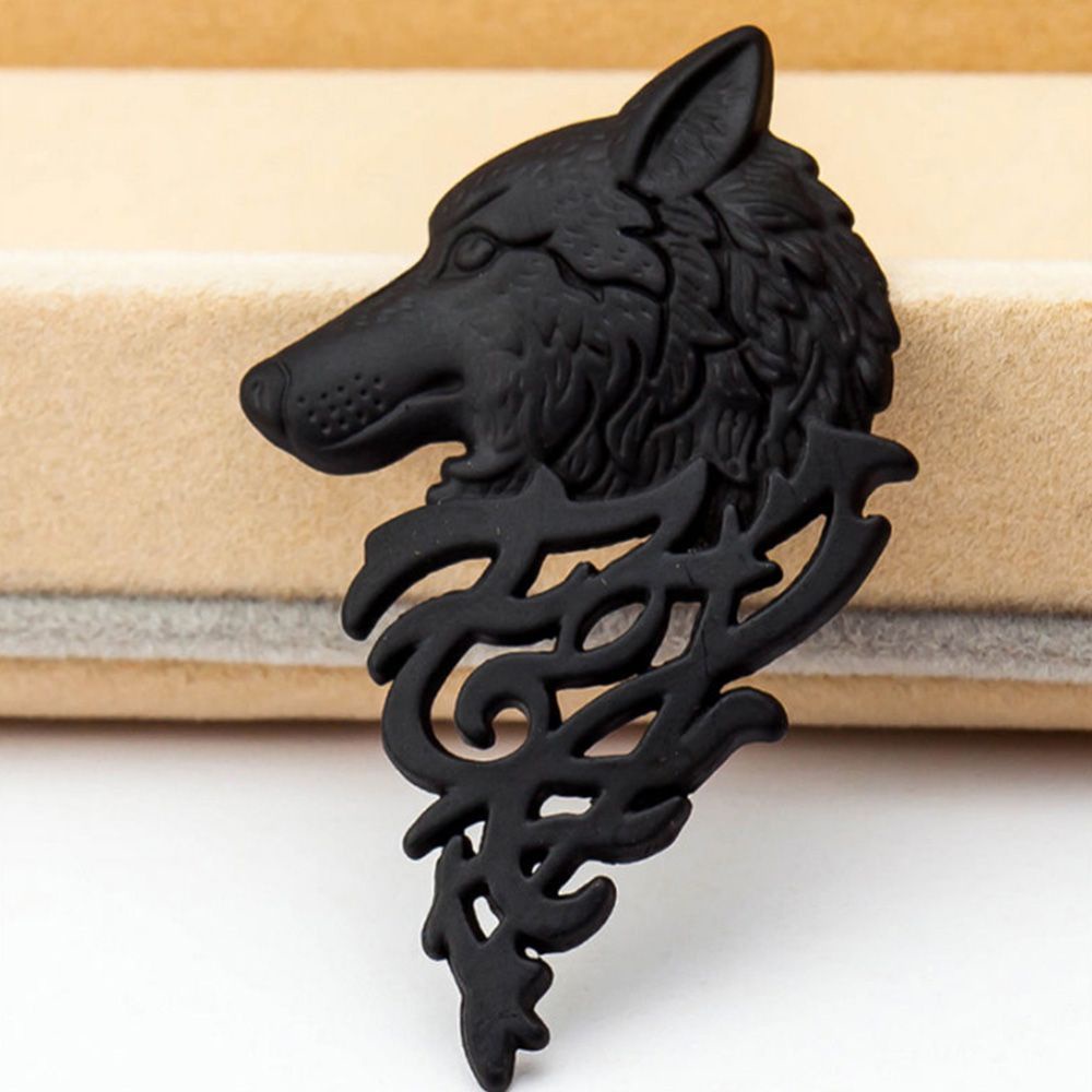 MARTIN1 Gift Brooch Nordic Wolf Head Lapel Pin Viking Women Stick Men Metal Lovely Badge/Multicolor