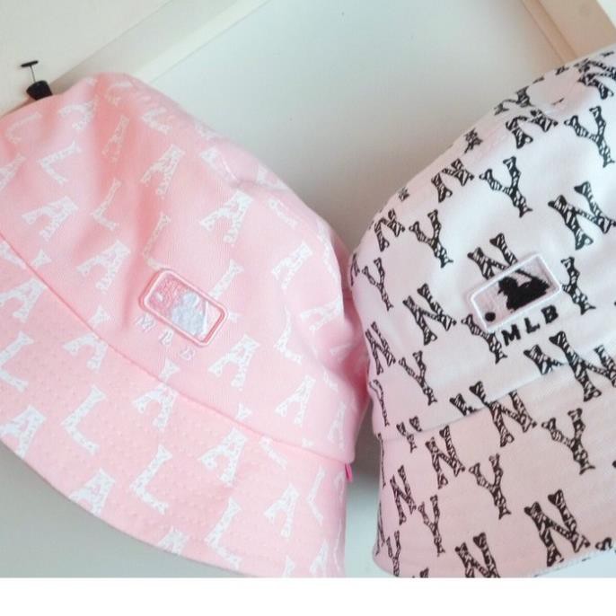 Nón bucket, nón tai bèo thêu chữ LA hồng siêu xinh model 2021