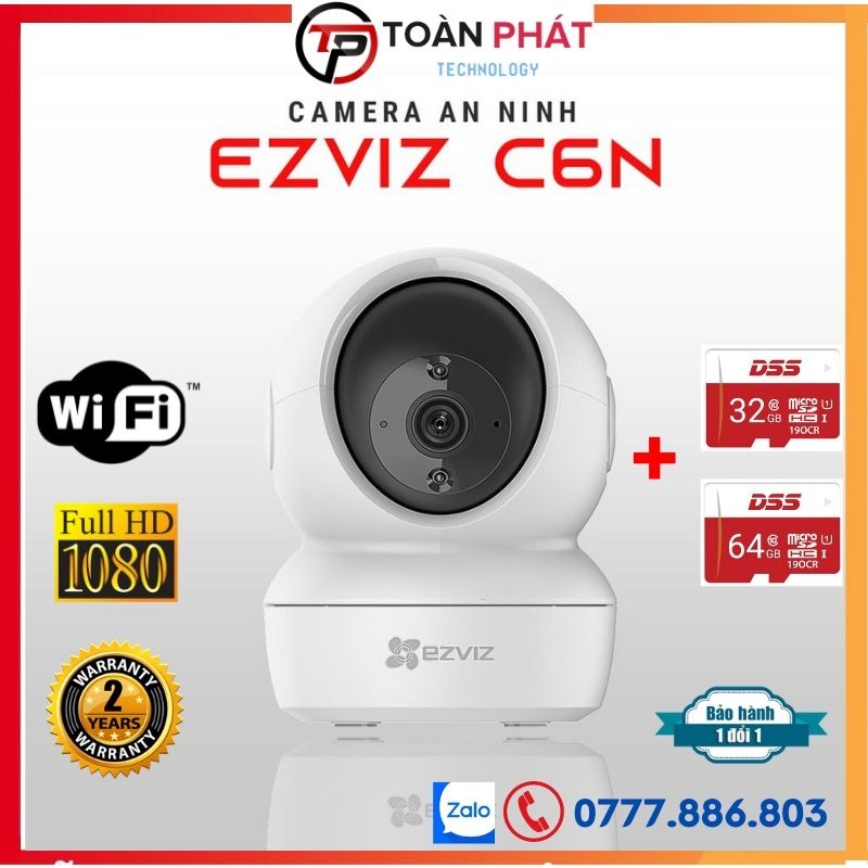 Camera ezviz C6N Full HD 1080P 2MP Không dây trong nhà xoay 360 Độ PTZ, Camera wifi ezviz- Bảo hành 2 Năm | BigBuy360 - bigbuy360.vn