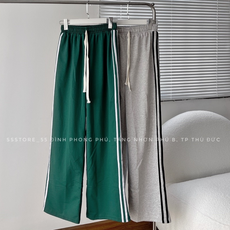 Quần dài nỉ viền 2 sọc unisex ảnh thật SSSTore ( nam nữ mặc đều được)