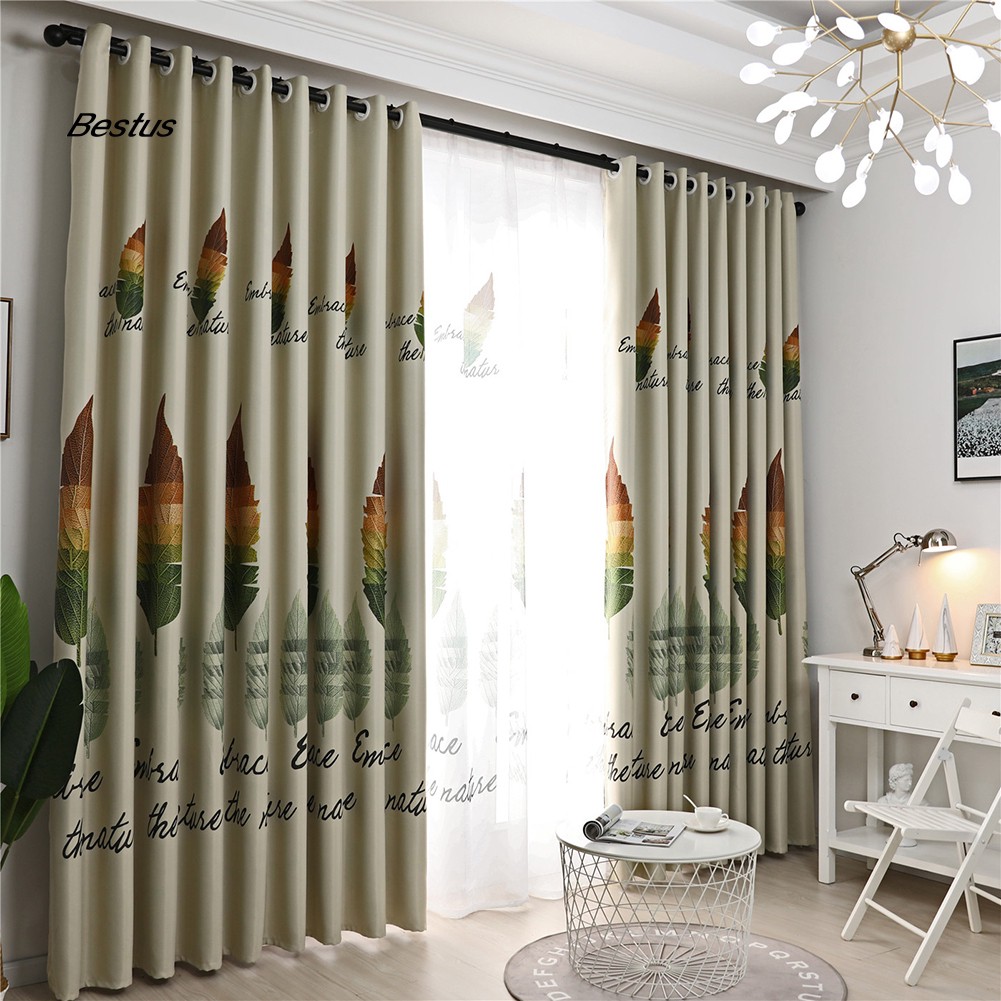 Rèm cửa họa tiết chiếc lá độc đáo dùng trang trí kích thước 100x250cm