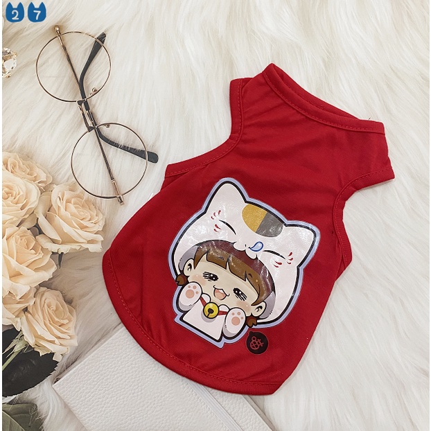 Áo Thun Cotton In Họa Tiết Hoạt Hình Dành Cho Thú Cưng