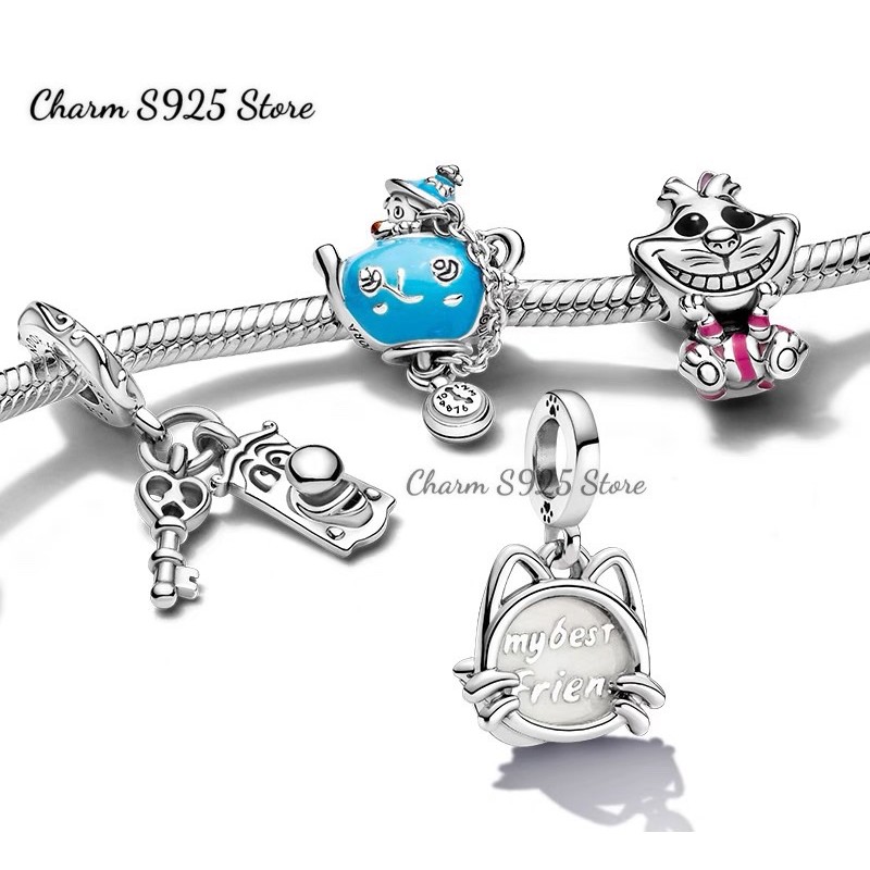 charm pan treo mèo walt díney bạc s925 cao cấp